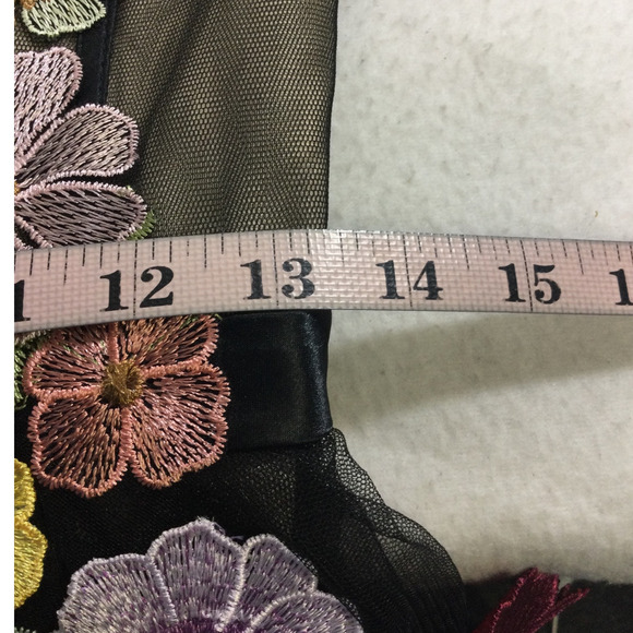 AW BRIDAL SZ 4 S black Patty tulle embroidered multi floral maxi dress NEW B59 - Picture 6 of 8